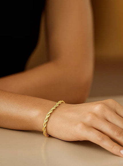 2.5mm 14k Yellow Gold Solid Rope Bracelet