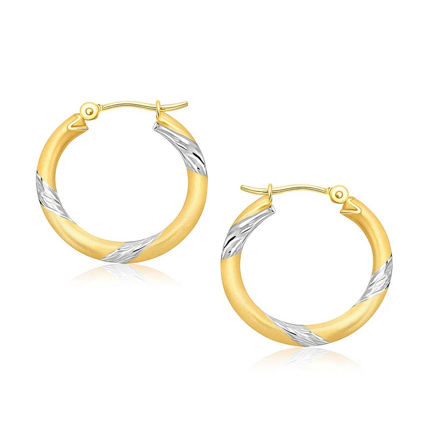 14k Two Tone Gold Polished Hoop Earrings (20 mm)
