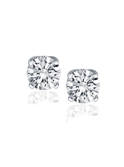 14k White Gold Diamond Four Prong Stud Earrings (1 cttw)