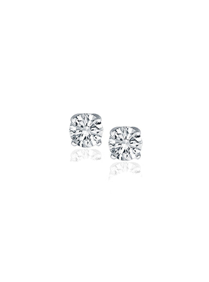 14k White Gold Diamond Four Prong Stud Earrings (1/4 cttw)