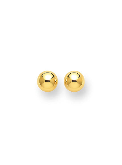 14k Yellow Gold Polished Round Stud Earrings