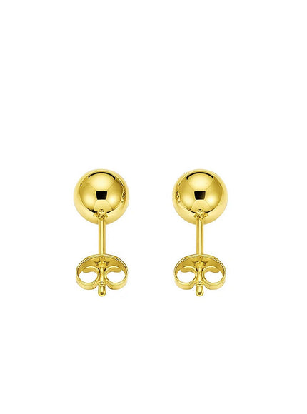 14k Yellow Gold Polished Round Stud Earrings