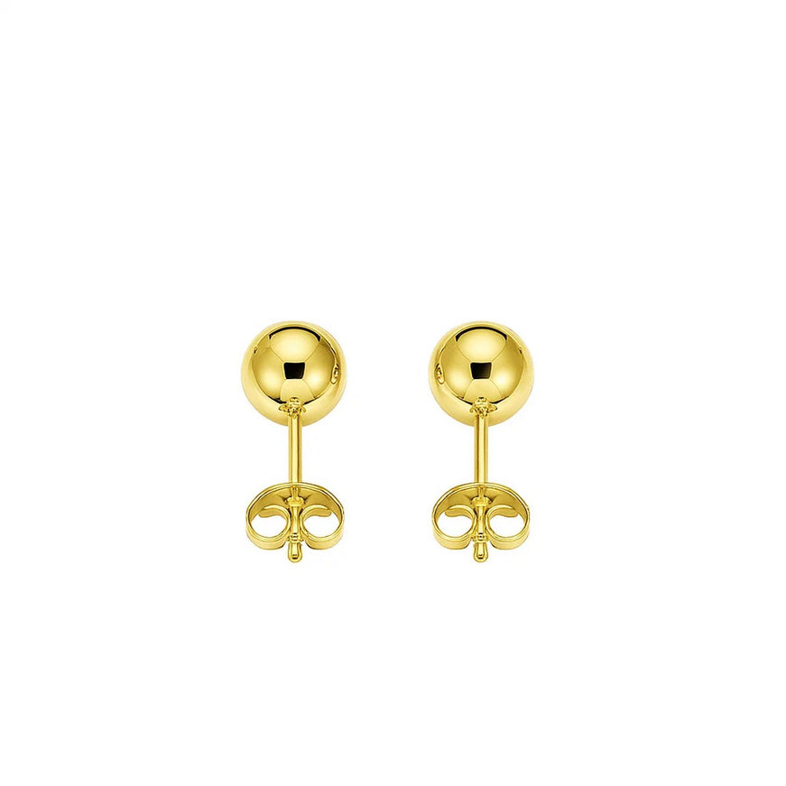 14k Yellow Gold Polished Round Stud Earrings