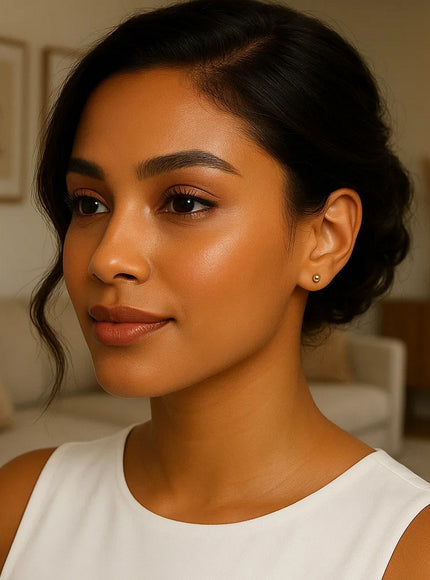 14k Yellow Gold Polished Round Stud Earrings