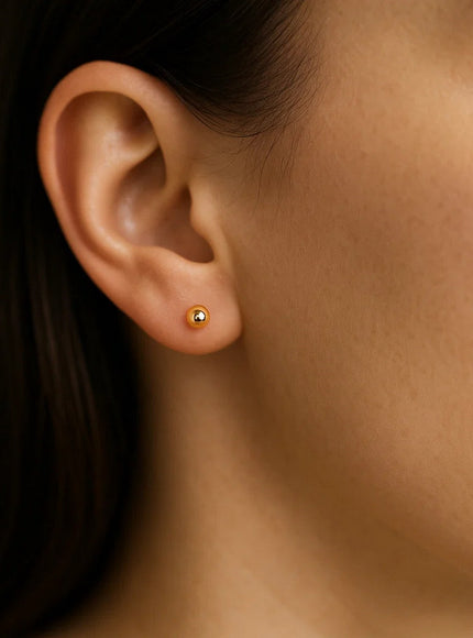 14k Yellow Gold Polished Round Stud Earrings