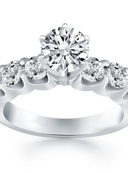 14k White Gold Shared Prong Diamond Engagement Ring