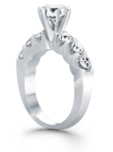 14k White Gold Shared Prong Diamond Engagement Ring