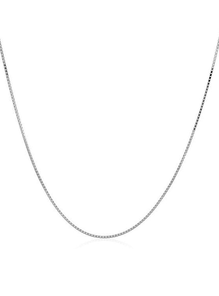 14k White Gold Classic Box Chain 0.6mm - Ellie Belle