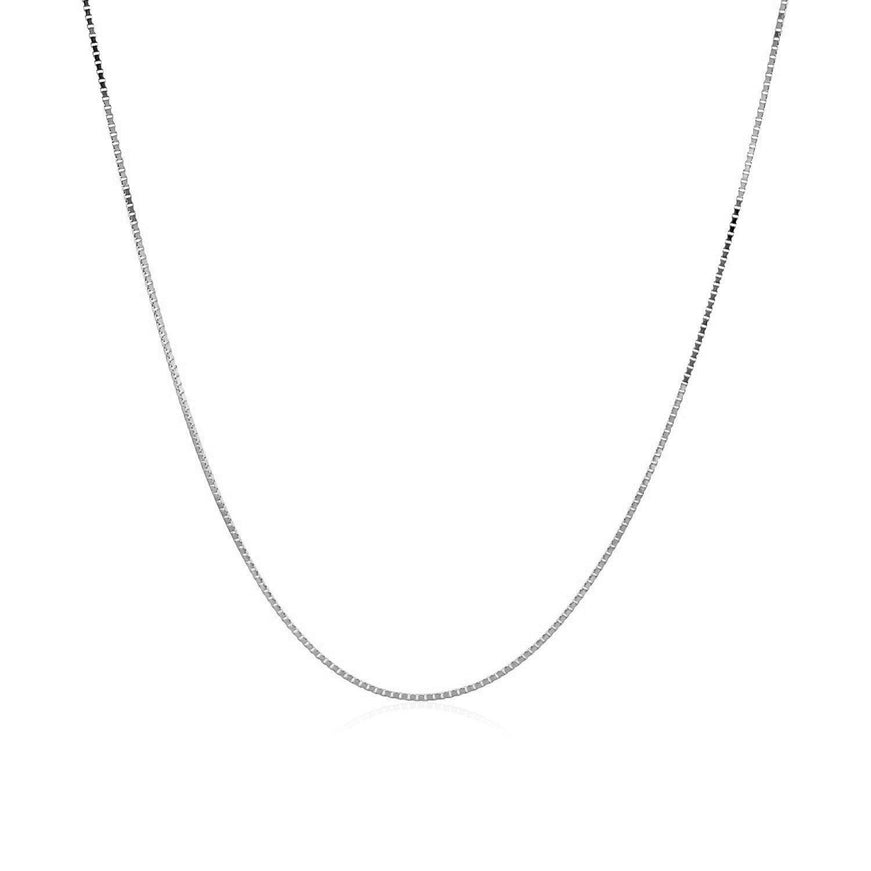 14k White Gold Classic Box Chain 0.6mm - Ellie Belle