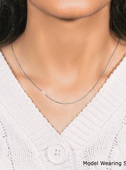 14k White Gold Classic Box Chain 0.6mm