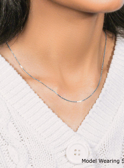 14k White Gold Classic Box Chain 0.6mm