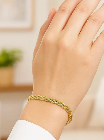 3.5mm 14k Yellow Gold Braided Bracelet
