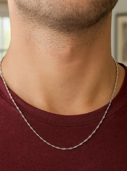 14k White Gold Singapore Chain 1.0mm