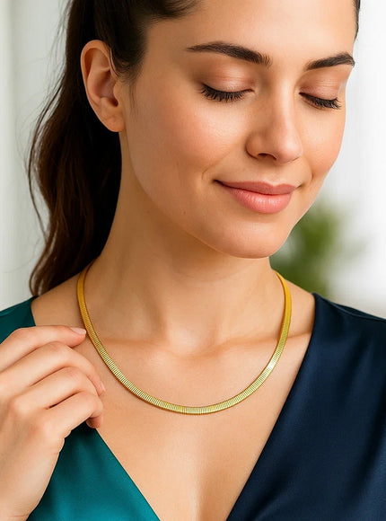 4.0mm 14k Two Tone Gold Reversible Omega Necklace