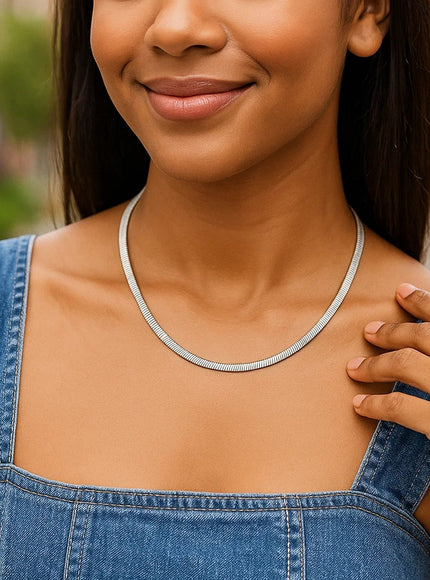 4.0mm 14k Two Tone Gold Reversible Omega Necklace