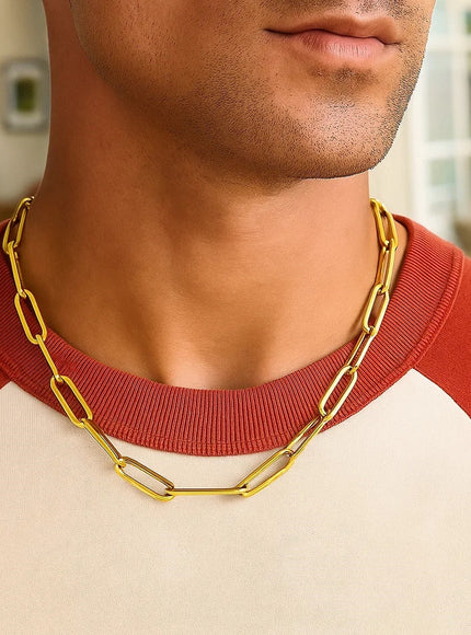 14K Yellow Gold Wide Paperclip Chain (6.1mm)