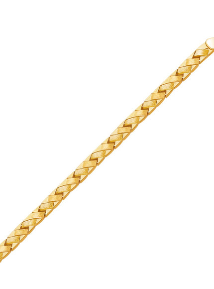 14k Yellow Gold Fancy Basket Weave Line Bracelet