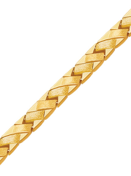 14k Yellow Gold Fancy Basket Weave Line Bracelet
