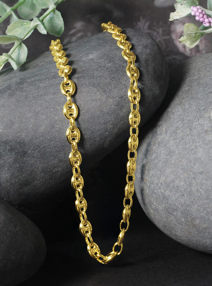 4.7mm 14k Yellow Gold Puffed Mariner Link Chain