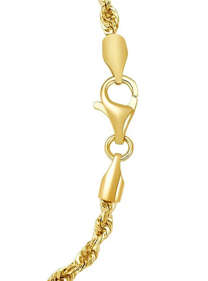 2.75mm 14k Yellow Gold Solid Diamond Cut Rope Chain