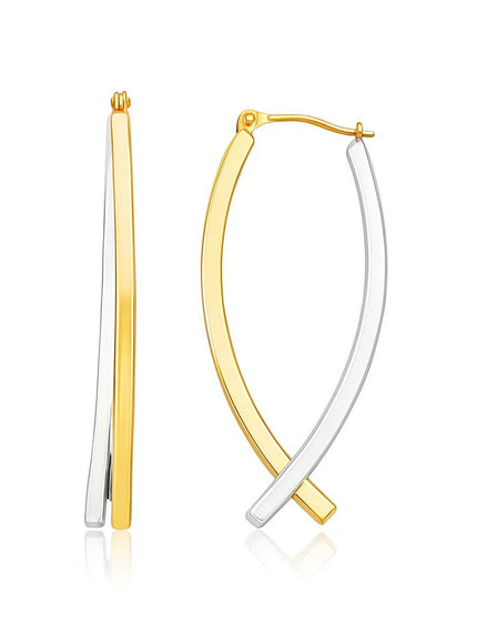 14k Two-Tone Gold Double Row Fancy Drop Earrings