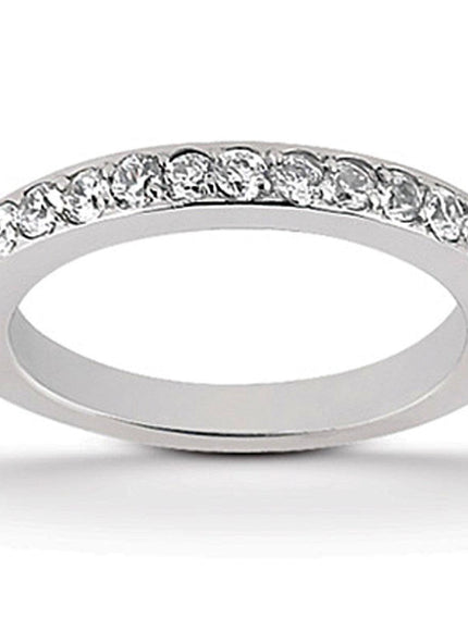 14k White Gold Pave Diamond Wedding Ring Band Set 1/2 Around - Ellie Belle