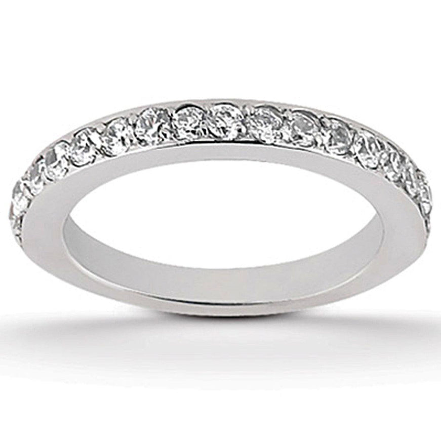 14k White Gold Pave Diamond Wedding Ring Band Set 1/2 Around - Ellie Belle