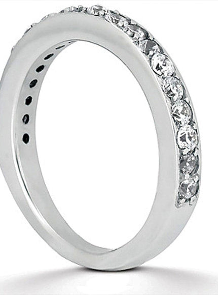 14k White Gold Pave Diamond Wedding Ring Band Set 1/2 Around - Ellie Belle