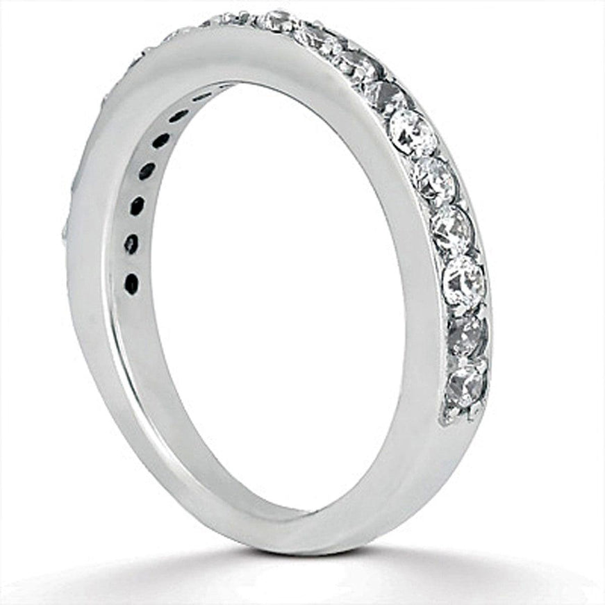 14k White Gold Pave Diamond Wedding Ring Band Set 1/2 Around - Ellie Belle