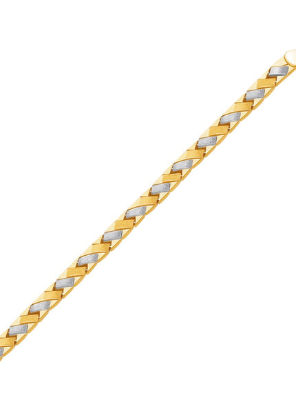 14k Two-Tone Gold Fancy Weave Bracelet with Contrasting Finish