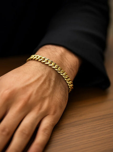 6.0mm 10k Yellow Gold Classic Miami Cuban Solid Bracelet