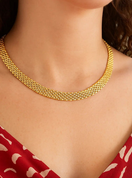 14k Yellow Gold Flexible Panther 9.0mm Line Necklace