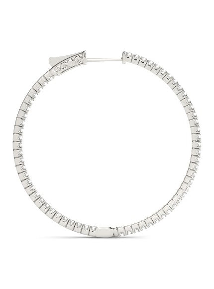 14k White Gold Slim Two Sided Diamond Hoop Earrings (1 1/2 cttw)