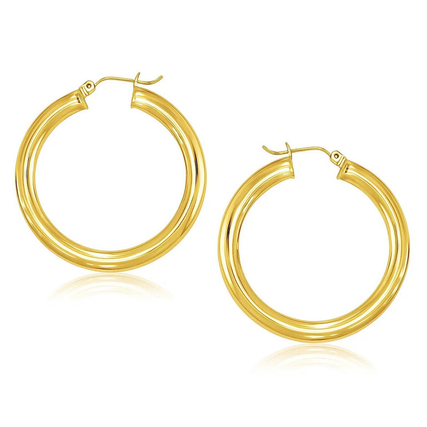 14k Yellow Gold Polished Hoop Earrings (40 mm)
