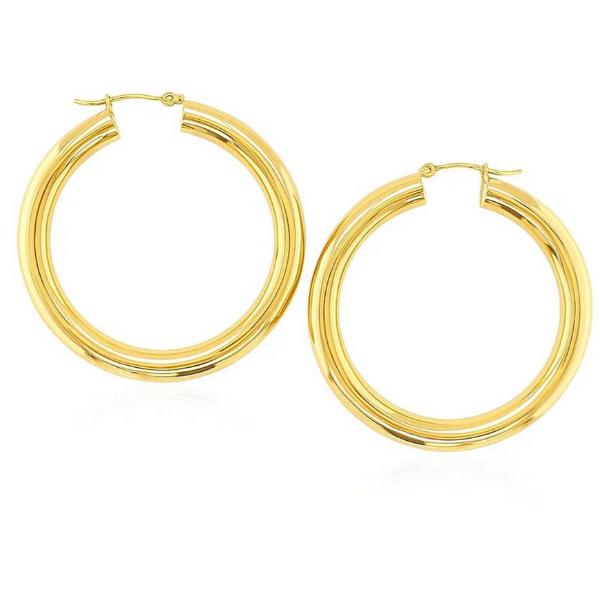 14k Yellow Gold Polished Hoop Earrings (40 mm)