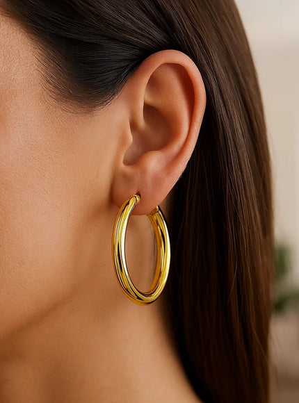 14k Yellow Gold Polished Hoop Earrings (40 mm)