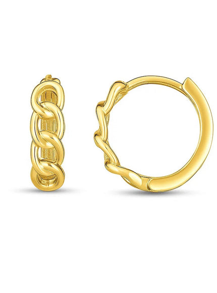 14k Yellow Gold Curb Huggie Hoop
