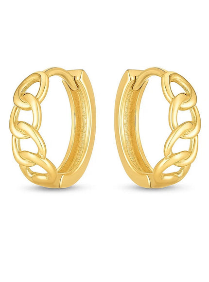 14k Yellow Gold Curb Huggie Hoop