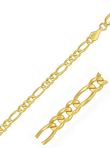 7.0mm 14k Yellow Gold Solid Figaro Chain