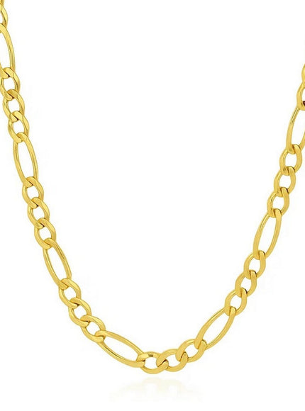 7.0mm 14k Yellow Gold Solid Figaro Chain