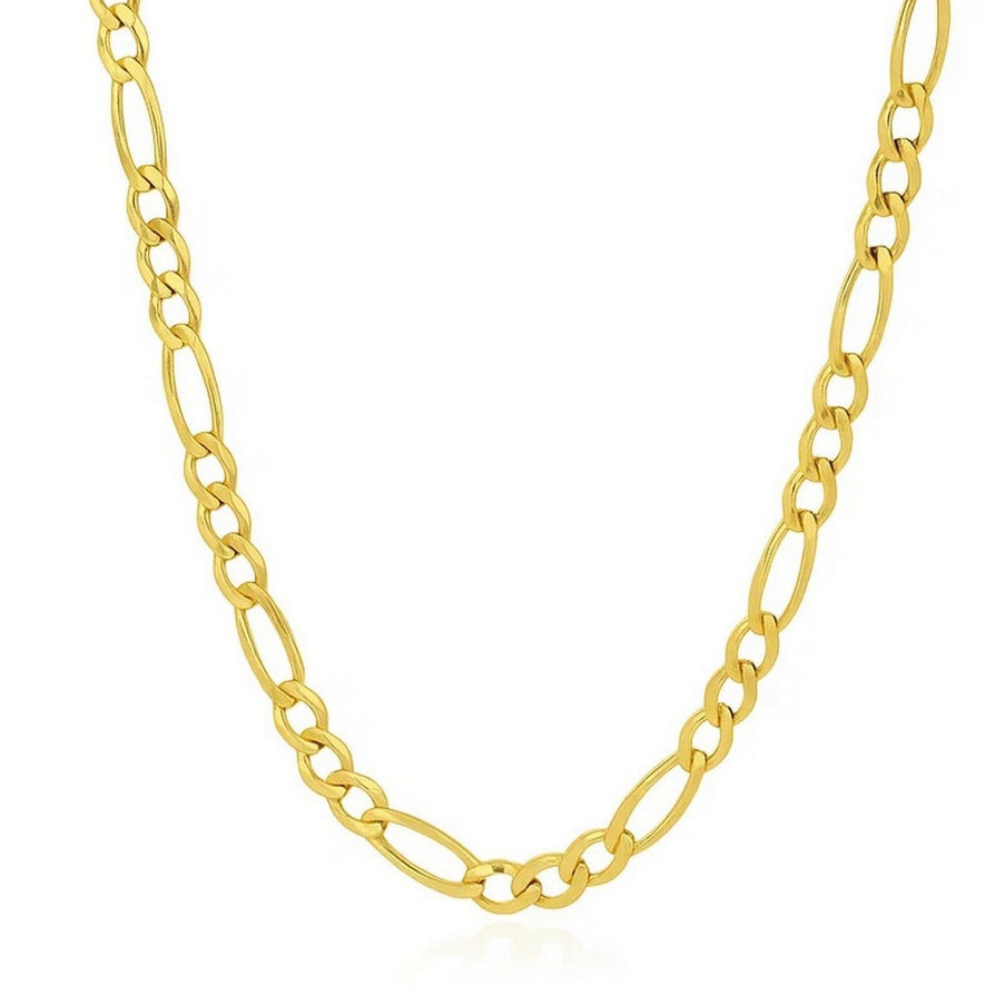 7.0mm 14k Yellow Gold Solid Figaro Chain