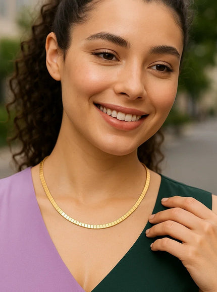 14k Yellow Gold Brick Omega Necklace