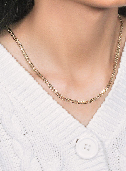 3.6mm 14k Yellow Gold Solid Curb Chain
