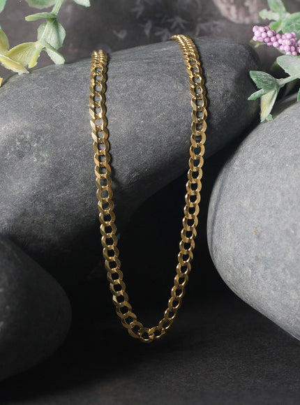 3.6mm 14k Yellow Gold Solid Curb Chain