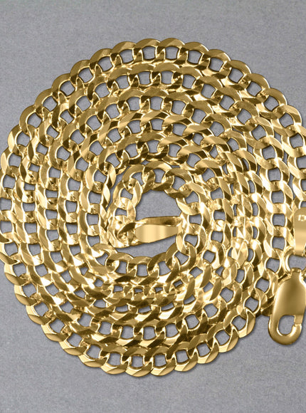 3.6mm 14k Yellow Gold Solid Curb Chain