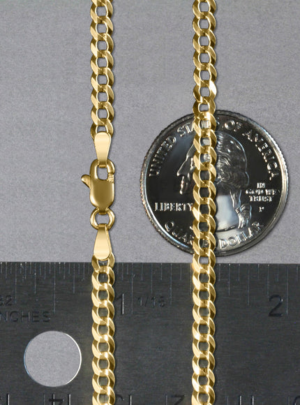 3.6mm 14k Yellow Gold Solid Curb Chain