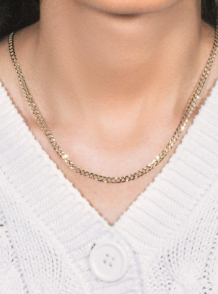 3.6mm 14k Yellow Gold Solid Curb Chain