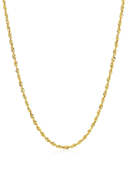 2.0mm 14k Yellow Gold Solid Diamond Cut Rope Chain