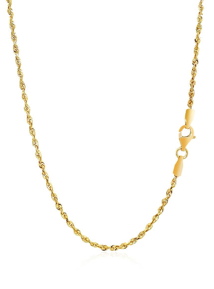 2.0mm 14k Yellow Gold Solid Diamond Cut Rope Chain