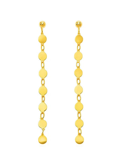 14k Yellow Gold Post Dangle Earrings with Polished Circles